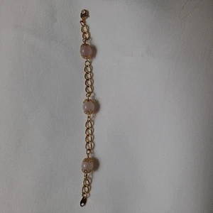 Avon Genuine Rose Quartz Chain Bracelet large 7 " *NO BOX*1992 - Picture 1 of 4
