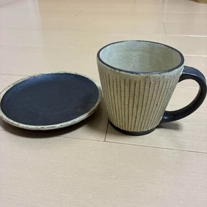 Akio Nukaga Plissee Arbeit Becher und Teller Kasama Ware japanische moderne Keramik - Bild 1 von 11
