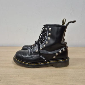 Dr Martens 1460 Black Leather Smooth Ankle Studded Grunge Punk Boots Size Uk 5 - Picture 1 of 9