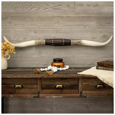 Large Western Americana Steer Rustic Studded Longhorn Wall Decor NEW - Image 1 of 4