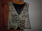 womens sleeveless button-down vest light beige black - see measurements for size