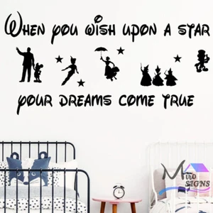 When You Wish Peter Pan Mickey Jimmy cricket Mary poppins Wall Sticker Decal - Picture 1 of 26