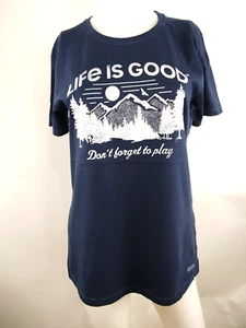 Life is Good Women S/S Crusher Tee Don't Forget To Play Blue Medium 68728 - Picture 1 of 10