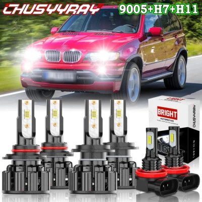 Faro LED alto y bajo para BMW X5 2002-2004 6X + Bombillas antiniebla 6000K Foto 1 de 4