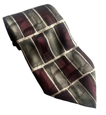 Галстук мужской Arrow 100% шелк Mr. Чудесный стиль бордовый и серебряный геометрический принт - Изображение 1 из 4