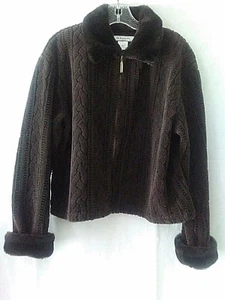 The Barrage Co. Damen Gr. L braune Fleecejacke vorne Metallreißverschluss Kunstfellbesatz - Bild 1 von 8