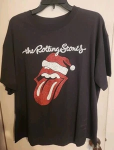 H&M The Rolling Stones Santa Hat  T-Shirt  Iconic Rock Band. Women's Medium  - Picture 1 of 4