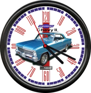 Reloj de pared Chevy II 1966 azul muscle car General Motors letrero retro - Imagen 1 de 1