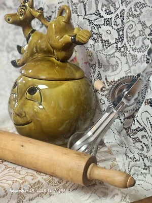 Tarro de galletas vintage Dorrane Cow Jump Over The Moon cerámica de CA ~ impecable  Foto 1 de 4