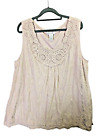 Ultra Pink Bohemian Intricate Lace Round Neckline Lined Beige Top Plus size 2X