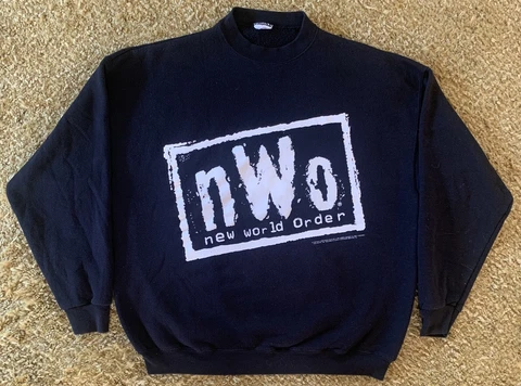 Vintage 1998 WCW WWE WRESTLING Double Sided NWO CREWNECK SWEATSHIRT Medium HTF Cover