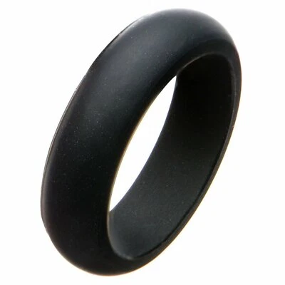 Black Silicone Ring Gothic Rubber Wedding Band 6mm Mens Womens Sizes 5-8 - Image 1 of 4