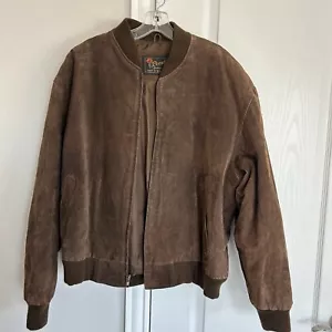Vintage Reed Sportswear Jacket Mens Large Bomber Brown Suede Leather Lined - Picture 1 of 18