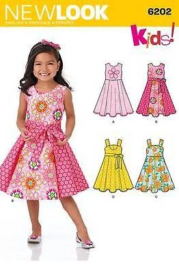 englisches Schnittmuster NewLook 6202 Mädchenkleid A 3-8 (DE 98-128) - Bild 1 von 2