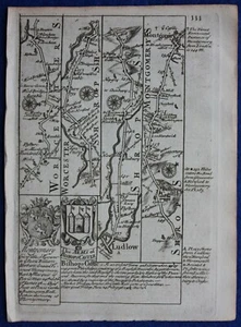 LUDLOW, BISHOP'S CASTLE, MONTGOMERY, original antique road map, Bowen, 1759 - Picture 1 of 2