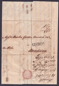 1806 Bristol PH 'BRISTOL/122' CDS Type BS61 Rarity D to Madeira LISBOA Transit - Picture 1 of 1