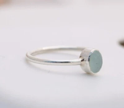 Calcedonio Anello 925 Argento Sterling Impilabile Donna Quotidiano Gioielli - Immagine 1 di 4