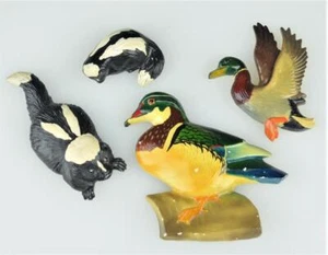 HAND PAINTED CERAMIC WOOD DUCK, DUCK, SKUNKS (2) - WOOD DUCK TRAILSIDE MUSEUM IL - Picture 1 of 17