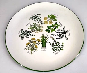 Vintage Lorrie Design Melamine Green White Herb Pattern Platter Tray 13" - Picture 1 of 7