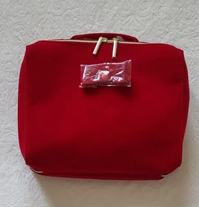 Estee Lauder Red Velvet Bow Makeup Travel Bag Cosmetic Train Case - Picture 1 of 5