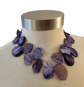 Barse 925 Sterling Silver Purple Dyed Agate Statement Necklace - Picture 1 of 8