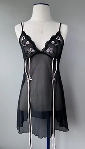 Intimissimi Size M Tulle Lace Babydoll Adjustable Straps Mesh Black - Picture 1 of 10