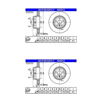 Rotores de freio a disco traseiros BMW 750i ATE/Premium One (2) 424213 34216864054 - Imagem 1 de 2