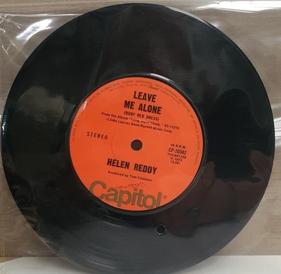 Capitol 45RPM 7" Vinyl Single Helen Reddy - Leave Me Alone (Ruby Red Dress) 1973 - Image 1 of 2