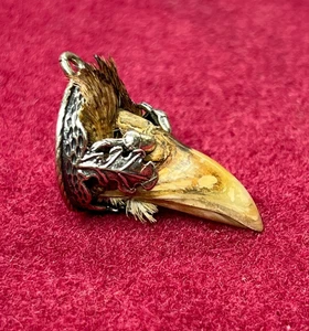 Antike 835 Silber Taschenuhrkette Jagdanhänger Anhänger Charivari Fasanenkopf - Bild 1 von 7