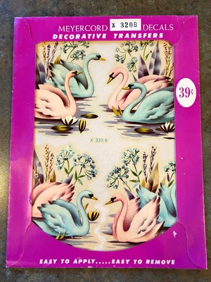 Calcomanías decorativas Meyercord de colección cisnes rosas y azules 320-B decoración de pared o en cualquier lugar Foto 1 de 2