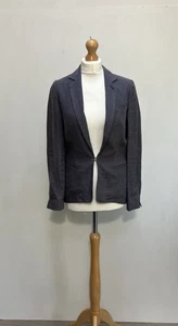 Women’s Poetry Blazer Size UK 10 Grey 100% Linen Jacket Pockets Smart Casual - Picture 1 of 10
