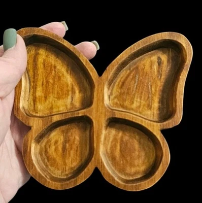 Baratija mariposa madera Natural Life 4 compartimentos madera manchada Foto 1 de 4