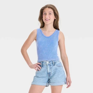 Art Class Girls' Knit Tank Top - Trillium Blue S 6-7 Modal Nylon Spandex - Picture 1 of 1