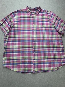 Polo Ralph Lauren Shirt Mens 4XB Plaid Short Sleeve Purple Green Yellow Classic - Picture 1 of 7