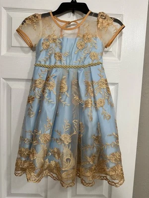 Vestido transparente de renda floral princesa tamanho 5 menina,, vestido para ocasiões especiais - Imagem 1 de 4