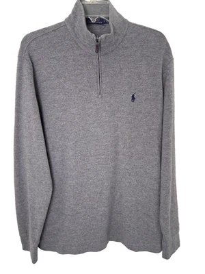Ralph Lauren Polo 1/4 Cremallera Cuello Simulado Pullover Clásico Suéter Para Hombres Grande Preppy Foto 1 de 4
