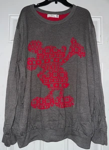 Mickey Mouse Mens Holiday Sweater 2XL Gray/Red - Picture 1 of 8