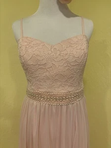 BCX DRESS Pearls Lace Beige/pink Dress Size 11 Adjustable Straps - Picture 1 of 13