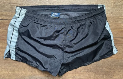 Pantalones Cortos de Correr Nike Blue Tag Para Hombre Talla L Negros y Plateados De Colección Años 80 de Nailon Foto 1 de 4