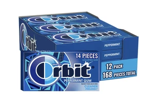 ORBIT Peppermint Sugar Free Gum Individually Wrapped, Bulk Packs of Gum, 12 Pack - Picture 1 of 4