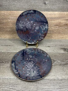 DENBY ENGLAND Stoneware Swatch Pattern 9-1/4" Lunch Plate ~set Of 2 - Picture 1 of 7