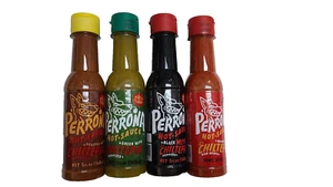 La Perrona Artesanal Hot Sauce Red-Green-Chiltepin-Black Set 4 - Picture 1 of 6