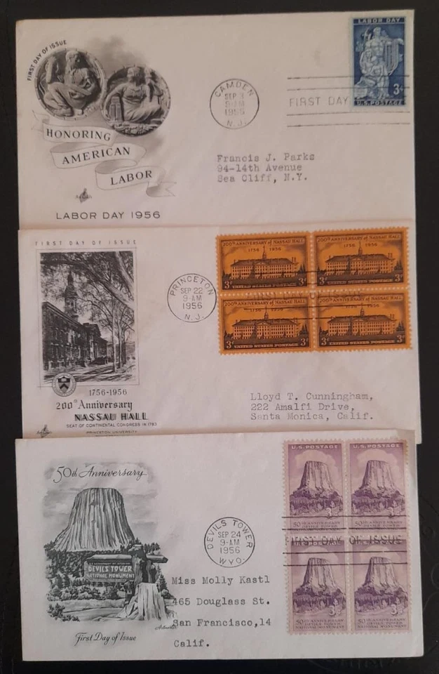 SL) 1956 USA 3 FDC OF DIFFERENT SUBJECTS - Image 1 of 1