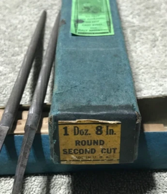 Lot of 2 Johnson & Brother 8" round, second cut files, USA, new from old stock. - Image 1 of 4