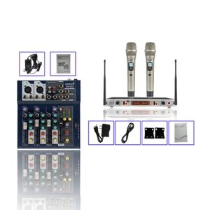 4-Channel Audio Console Recording Mixer Mini Stereo Audio Mixer UHF Wireless Mic - Picture 1 of 12