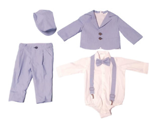 Baby Taufanzug Babyanzug Taufoutfit Taufe Jacke+Hemd+Hose+Fliege+Hosenträger+Hut
