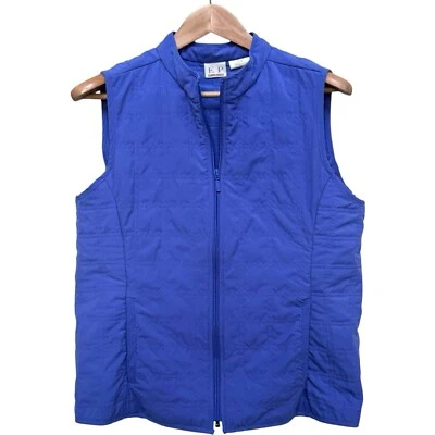 E.P Pro Sleeveless Full Zip Stand Collar Quilted Vest Blue Women's Size Large Foto 1 de 4