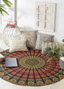 Mandala Bohemian Round Beach Hippie Tapestry Throw Yoga Mat Towel Indian Blanket - Picture 1 of 5