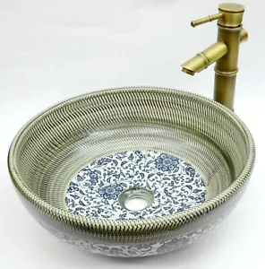 Vintage Bathroom Cloakroom Ceramic Counter Top Wash Basin Sink Washing Bowl - Picture 1 of 33