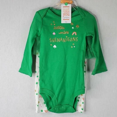 Carter's St. Patrick's Day Outfit Baby Girl 9 Month Rainbow Gold Green Shamrocks - Image 1 of 4